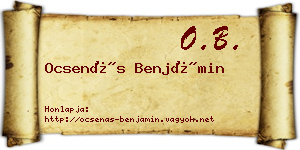 Ocsenás Benjámin névjegykártya