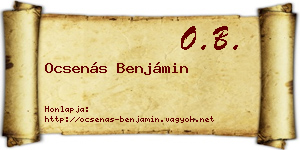 Ocsenás Benjámin névjegykártya